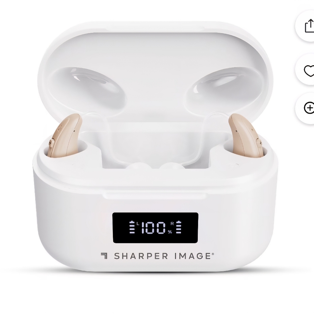 Sharper Image Hearing Devices with White Charging Case